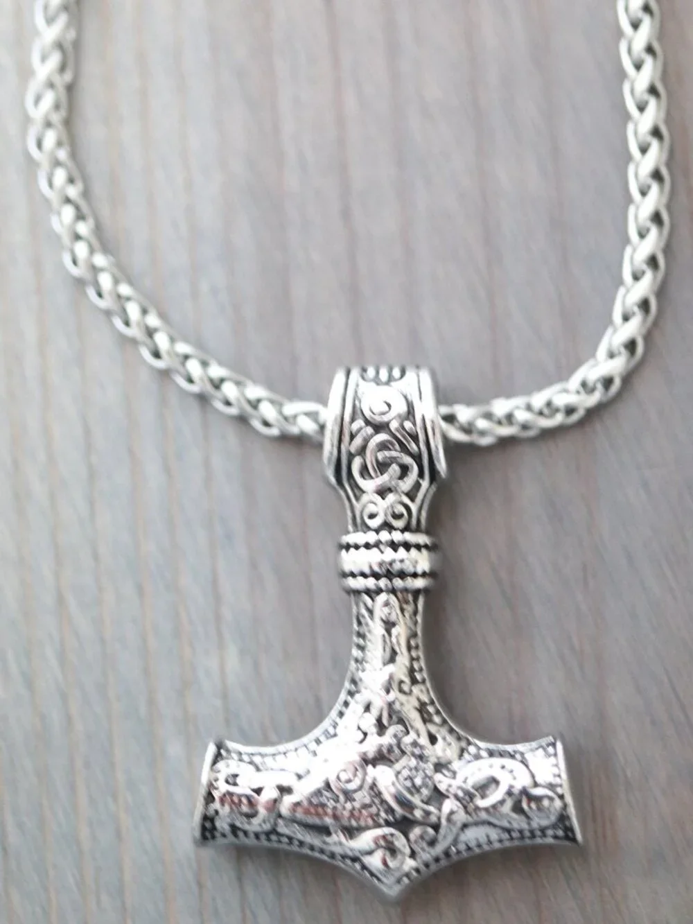 Thor Hammer Viking Style Pendant Necklace Silver Stainless Steel